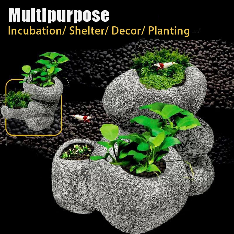 Plant Aquarium Pot - Peixe camarão incubação abrigo caverna multiuso
